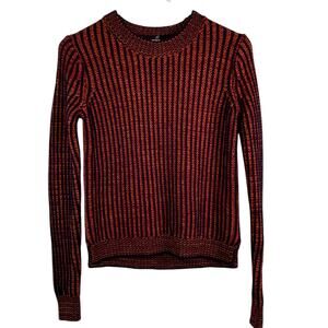 CAbi Lava Mélange Pullover Striped Knit Sweater XS 100% Cotton Orange Red Purple